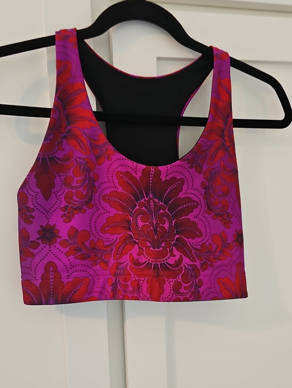 Terez Pink and Red Floral Racerback Sports Bra